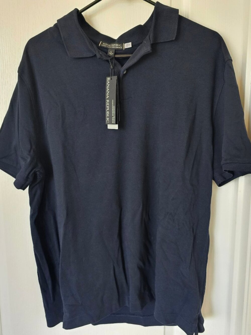 Banana Republic Polo Shirt Mens | Size Large L | Luxury Touch Performance | Navy